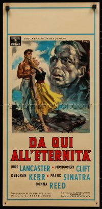 4d0528 FROM HERE TO ETERNITY Italian locandina 1954 Simbari art of Lancaster, Kerr & Sinatra, rare!