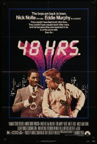 4m0592 48 HRS. 1sh 1983 Bysouth art of Nick Nolte w/gun & Eddie Murphy giving the finger!