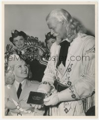4w1355 JOEL MCCREA/BETTY GRABLE 8.25x10 still 1943 he's Buffalo Bill naming her Queen of Pin-Ups!