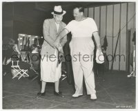 4w1304 HOUSEKEEPER'S DAUGHTER candid 7.75x9.5 still 1939 Oliver Hardy shows Menjou how to use cane!