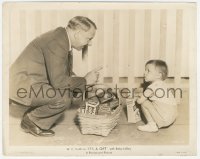 4w1339 IT'S A GIFT 8x10.25 still 1934 W.C. Fields smiling at cute Baby LeRoy with gift basket!