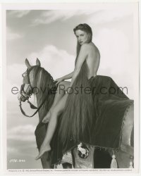 4w1383 LADY GODIVA 8x10 key book still 1955 sexy naked Maureen O'Hara with strategically placed hair on horse!