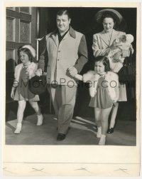 4w1419 LOU COSTELLO 7.75x8.25 still 1942 walking with his wife, two daughters & newborn son!