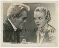 4w1451 MAN WHO LIVED AGAIN 8.25x10 still 1936 close up of Boris Karloff staring at scared Anna Lee!