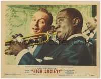 4w0574 HIGH SOCIETY LC #4 1956 extreme close up of Bing Crosby & Louis Armstrong playing trumpet!