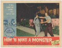 4w0587 HOW TO MAKE A MONSTER LC #4 1958 great c/u of teen Frankenstein Gary Conway attacking woman!