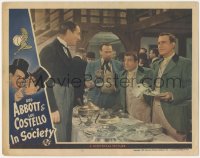 4w0602 IN SOCIETY LC 1944 Bud Abbott & Lou Costello served by Arthur Treacher at fancy party!