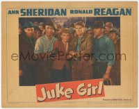 4w0615 JUKE GIRL LC 1942 Ann Sheridan & frightened Ronald Reagan in front of big crowd!