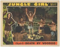 4w0616 JUNGLE GIRL chapter 1 LC 1941 full-color image of natives in village, Death by Voodoo!