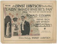 4w0184 LADY WINDERMERE'S FAN TC 1925 Ernst Lubitsch, Oscar Wilde, c/u of Bert Lytell & Irene Rich!