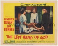 4w0639 LEFT HAND OF GOD LC #4 1955 priest Humphrey Bogart watches nurse Gene Tierney w/ injured man!