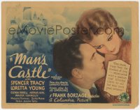 4w0213 MAN'S CASTLE TC 1933 great close up artwork of Spencer Tracy & pretty Loretta Young, rare!