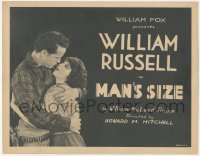 4w0214 MAN'S SIZE TC 1923 great c/u of cowboy William Russell & Alma Bennett embracing, rare!