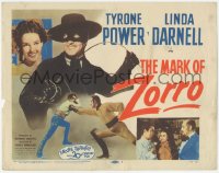 4w0216 MARK OF ZORRO TC R1958 masked hero Tyrone Power in costume & with young Linda Darnell!