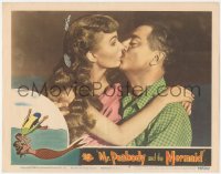 4w0683 MR. PEABODY & THE MERMAID LC #6 1948 best c/u of William Powell kissing mermaid Ann Blyth!