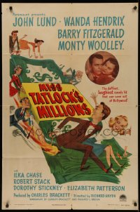 5d0761 MISS TATLOCK'S MILLIONS 1sh 1948 John Lund, Wanda Hendrix, great wacky artwork!