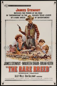 5d0924 RARE BREED 1sh 1966 art of Texas leader James Stewart, Maureen O'Hara & Brian Keith!