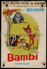 5j0120 BAMBI Belgian R1960s Walt Disney cartoon deer classic, great art with Thumper & Flower!