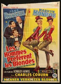 5j0126 GENTLEMEN PREFER BLONDES Belgian 1953 art of sexy Marilyn Monroe & Jane Russell!