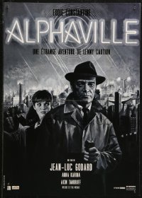 5j0318 ALPHAVILLE French 17x24 R2012 Jean-Luc Godard, Eddie Constantine as Lemmy Caution, Anna Karina