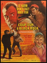 5j0321 BAD DAY AT BLACK ROCK French 15x21 R1969 cool artwork of Lee Marvin, Spencer Tracy!