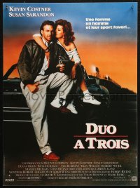 5j0330 BULL DURHAM French 15x20 1988 great image of baseball player Kevin Costner & sexy Susan Sarandon