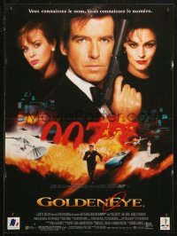 5j0350 GOLDENEYE French 16x21 1995 Pierce Brosnan as secret agent James Bond 007, cool montage!