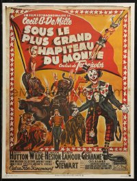 5j0352 GREATEST SHOW ON EARTH French 16x21 R1970s Cecil B. DeMille circus classic, great Soubie art!