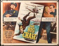 5j0844 BIG CHASE 1/2sh 1954 art of Glenn Langan falling from helicopter, plus crazed Lon Chaney Jr!