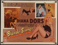 5j0853 BLONDE SINNER style B 1/2sh 1956 blonde bombshell Diana Dors sizzled the headlines, very rare!