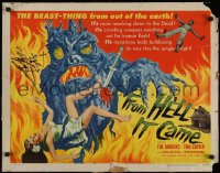 5j0889 FROM HELL IT CAME 1/2sh 1957 classic artwork of wacky tree monster holding sexy girl!