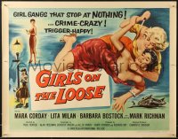 5j0895 GIRLS ON THE LOOSE 1/2sh 1958 classic catfight art of girls in gangs who stop at nothing!