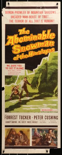 5j0511 ABOMINABLE SNOWMAN OF THE HIMALAYAS insert 1957 Peter Cushing, the dreaded man-beast of Tibet