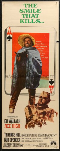 5j0512 ACE HIGH insert 1969 Eli Wallach, Terence Hill, spaghetti western, cool ace of spades design!