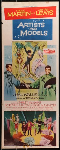 5j0516 ARTISTS & MODELS insert 1955 Dean Martin & Jerry Lewis painting sexy Shirley MacLaine!