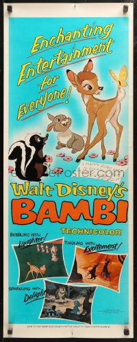 5j0521 BAMBI insert R1975 Walt Disney cartoon deer classic, great art with Thumper & Flower!