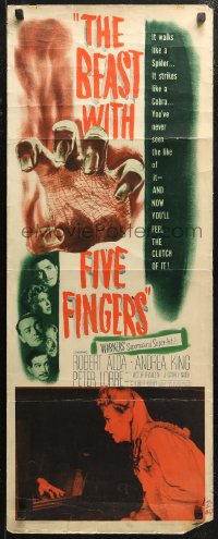 5j0524 BEAST WITH FIVE FINGERS insert 1947 Peter Lorre, your flesh will creep at hand that crawls!