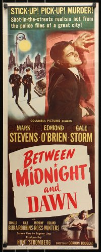 5j0525 BETWEEN MIDNIGHT & DAWN insert 1950 Mark Stevens, Gale Storm, hot from police files realism!