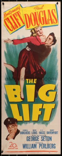 5j0526 BIG LIFT insert 1950 great artwork of Montgomery Clift, Douglas & Cornell Borchers!