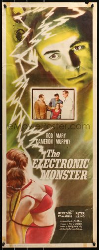 5j0552 ELECTRONIC MONSTER insert 1960 Rod Cameron, artwork of sexy girl shocked by electricity!