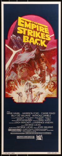 5j0554 EMPIRE STRIKES BACK insert R1982 George Lucas classic, cool montage art by Tom Jung!