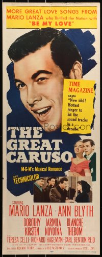 5j0565 GREAT CARUSO insert 1951 huge close up headshot of Mario Lanza & with pretty Ann Blyth!