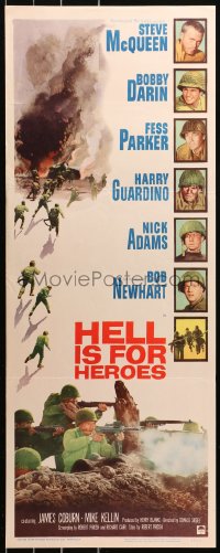 5j0569 HELL IS FOR HEROES insert 1962 Steve McQueen, Bob Newhart, Fess Parker, Bobby Darin