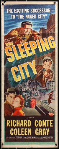 5j0633 SLEEPING CITY insert 1950 Richard Conte, Coleen Gray, Alex Nicol, film noir!