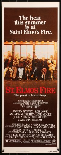 5j0641 ST. ELMO'S FIRE insert 1985 Rob Lowe, Demi Moore, Emilio Estevez, Ally Sheedy, Judd Nelson