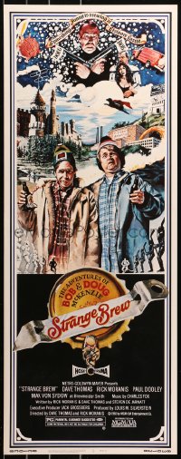 5j0644 STRANGE BREW insert 1983 art of hosers Rick Moranis & Dave Thomas with beer by John Solie!