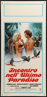 5j0676 ADVENTURES IN LOST PARADISE Italian locandina 1982 Umberto Lenzi, art of near-naked jungle lovers!