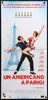 5j0681 AMERICAN IN PARIS Italian locandina R2016 Gene Kelly dancing with Leslie Caron, Eiffel Tower!