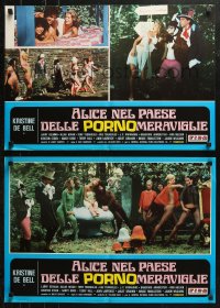 5j0793 ALICE IN WONDERLAND group of 6 Italian 18x27 pbustas 1978 Playboy cover girl Kristine De Bell!