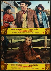 5j0769 FIRECREEK group of 10 Italian 18x27 pbustas 1968 James Stewart & Henry Fonda meet in the heat!